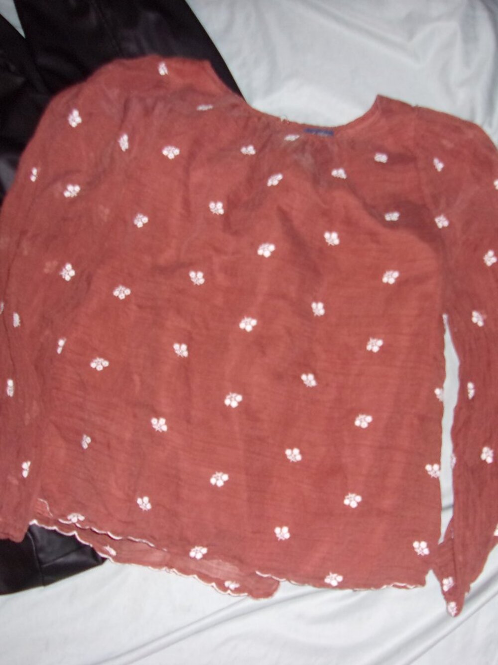 daytrip size medium womens shirt blouse long sleeved boho brown floral